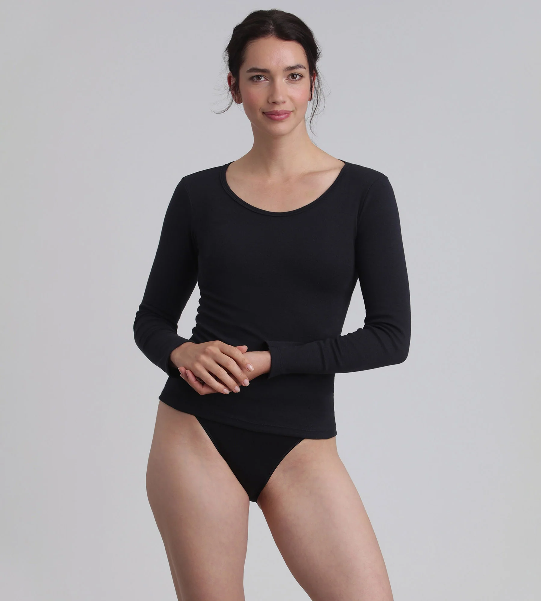 Maglietta a maniche lunghe nera Coton Liberty - Image 3