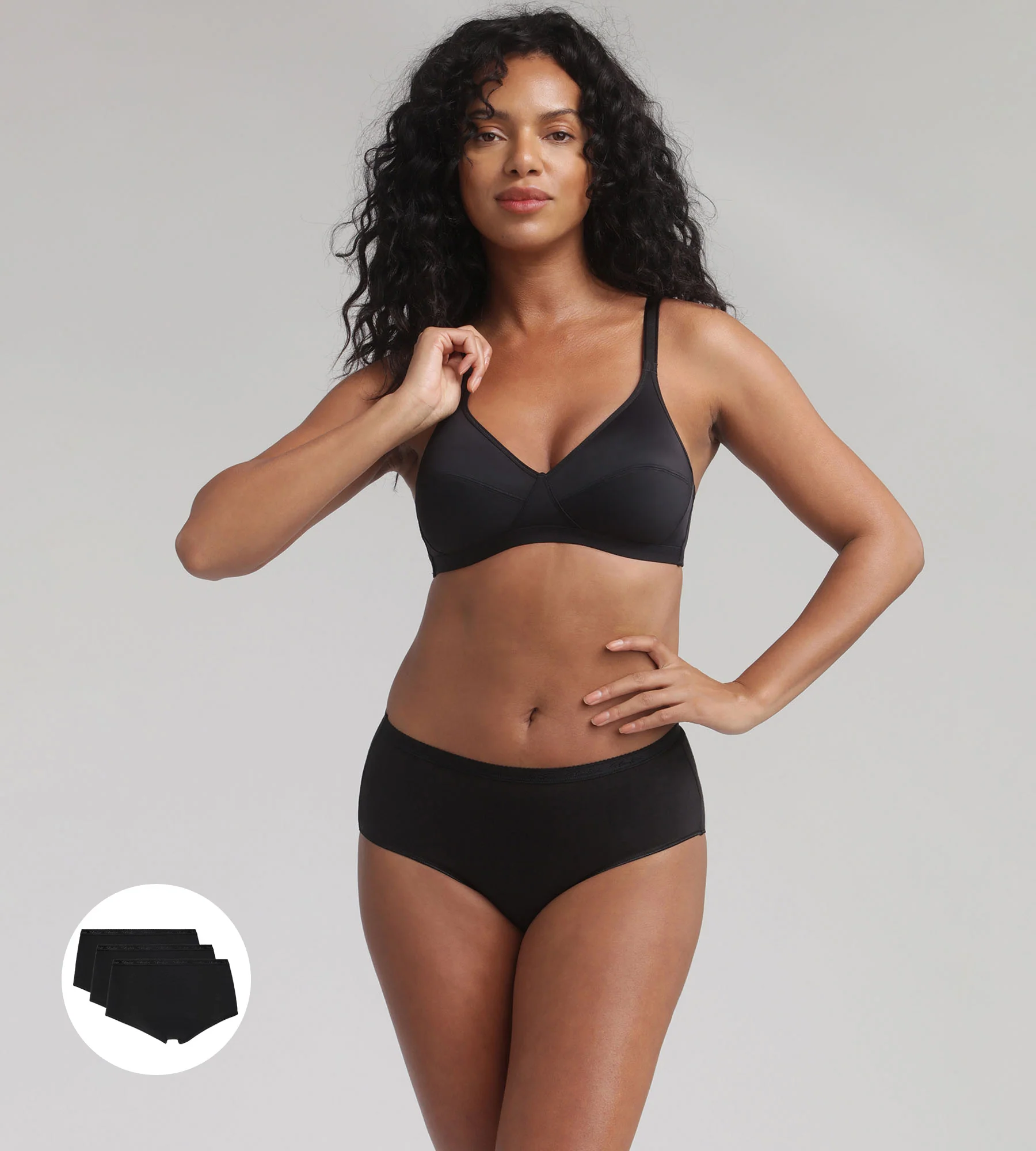 Pacco da 3 slip midi neri Cotone Bio - Image 3