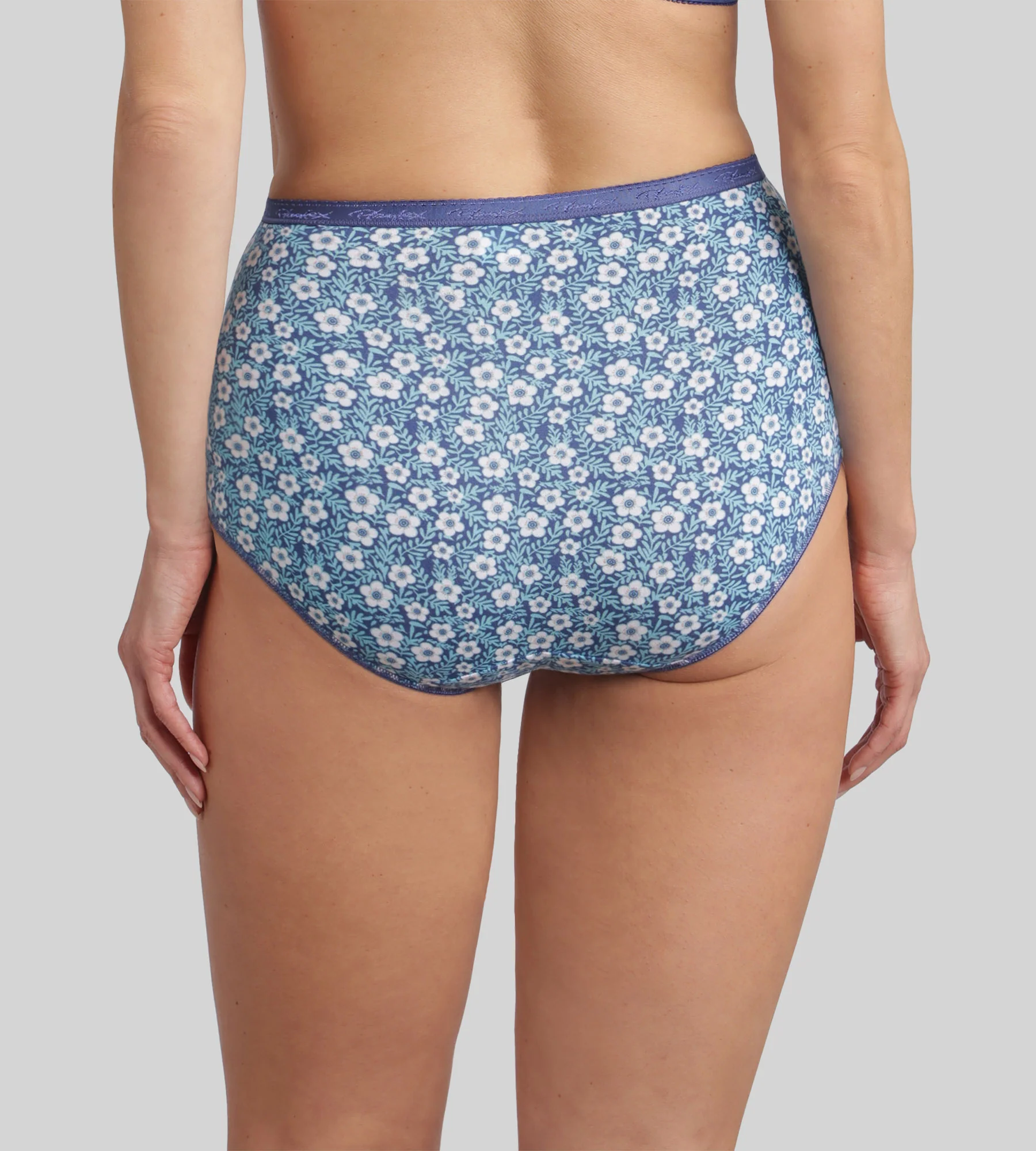 Pacco di 3 slip a vita alta blu, stampa azzurro, rosa orchidea Cotone Bio - Image 2