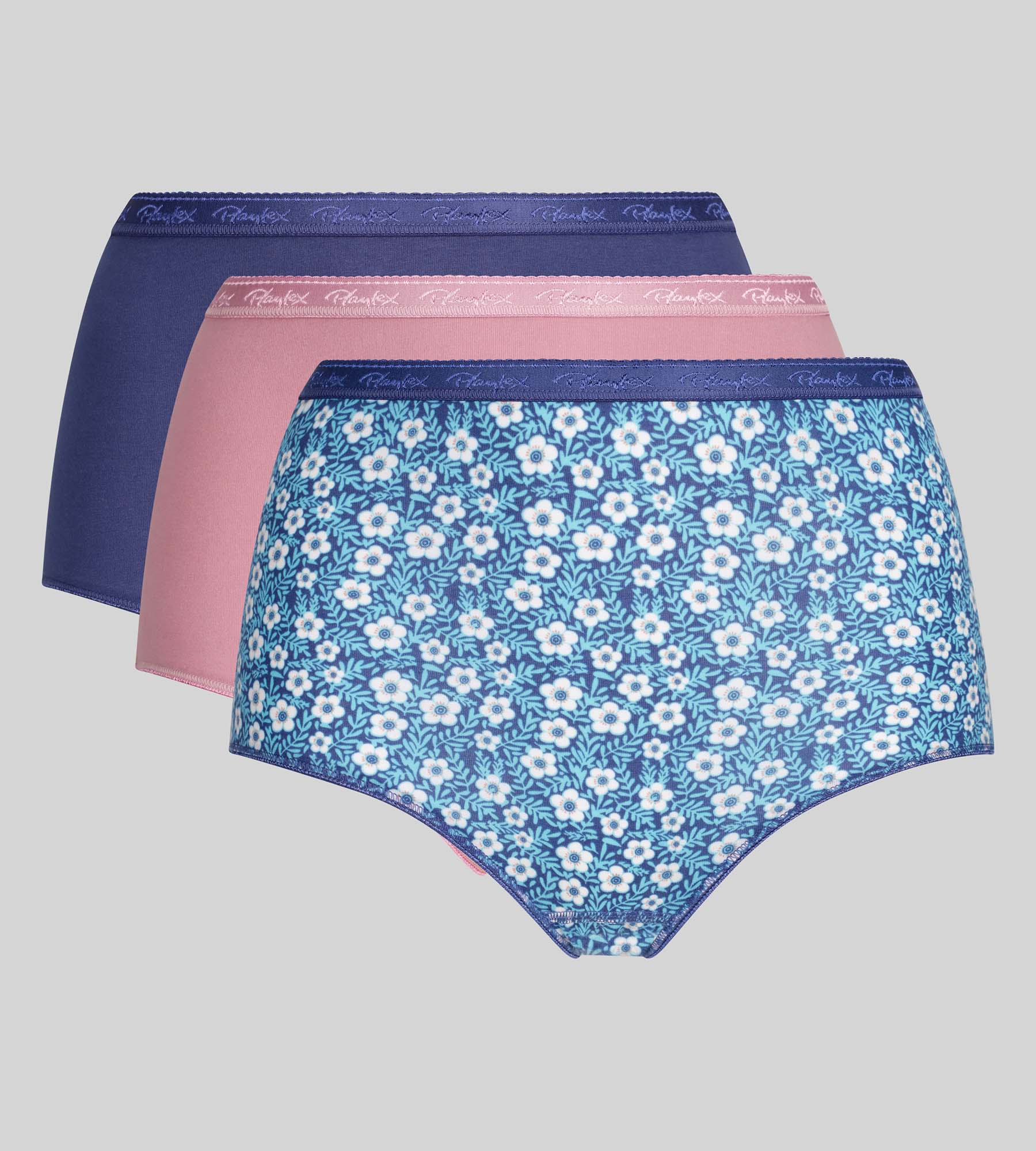 Pacco di 3 slip a vita alta blu, stampa azzurro, rosa orchidea Cotone Bio - Image 5