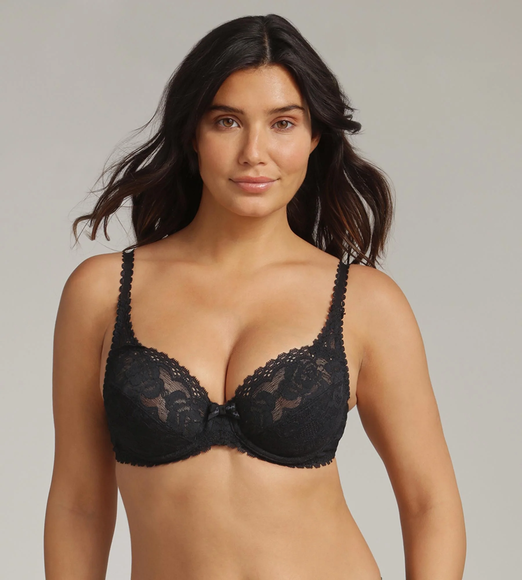 Reggiseno con ferretto nero Flowery Lace Riciclato