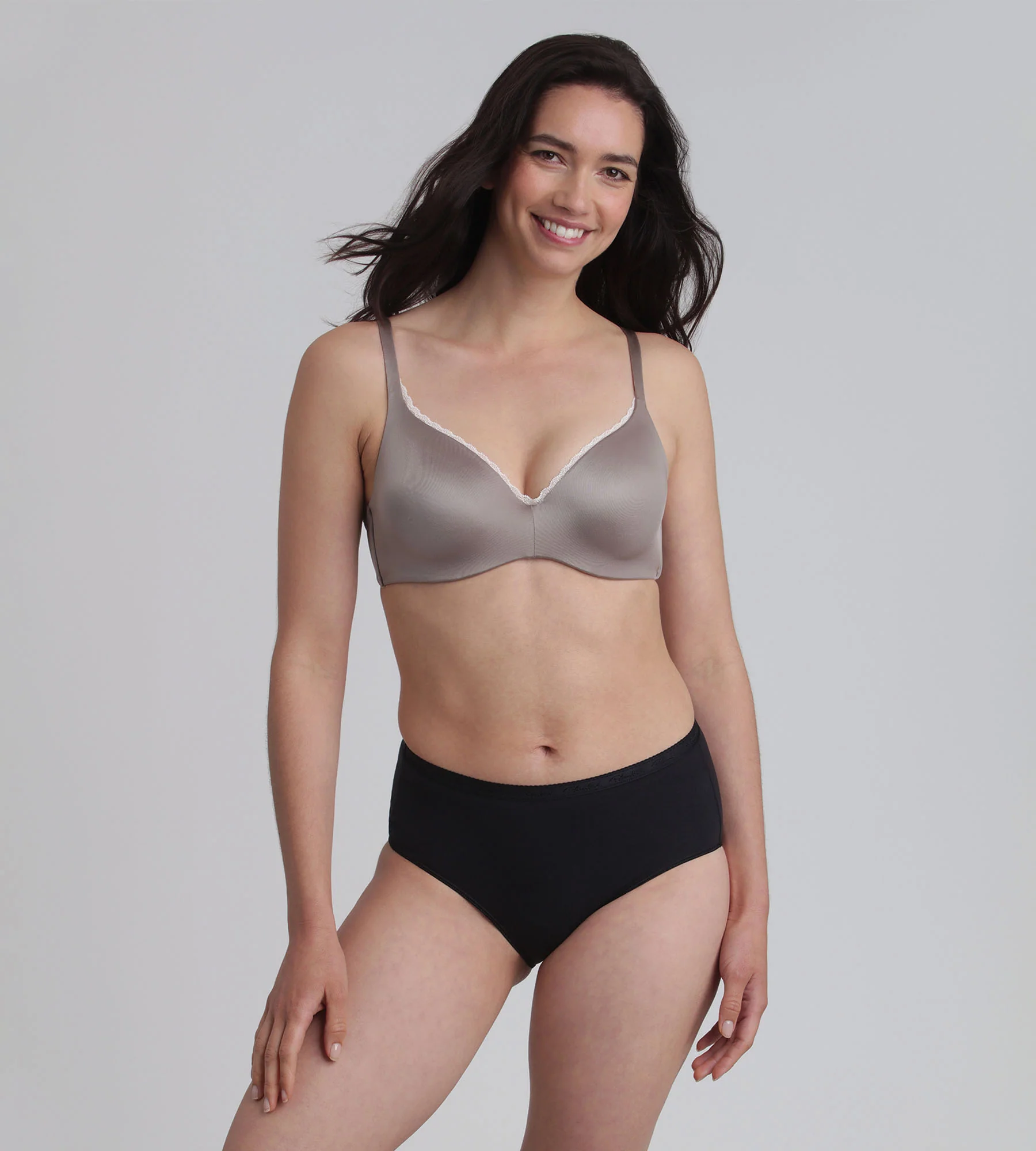 Reggiseno con ferretto rimovibile tortora 24 Ore Soft Absolu - Image 3