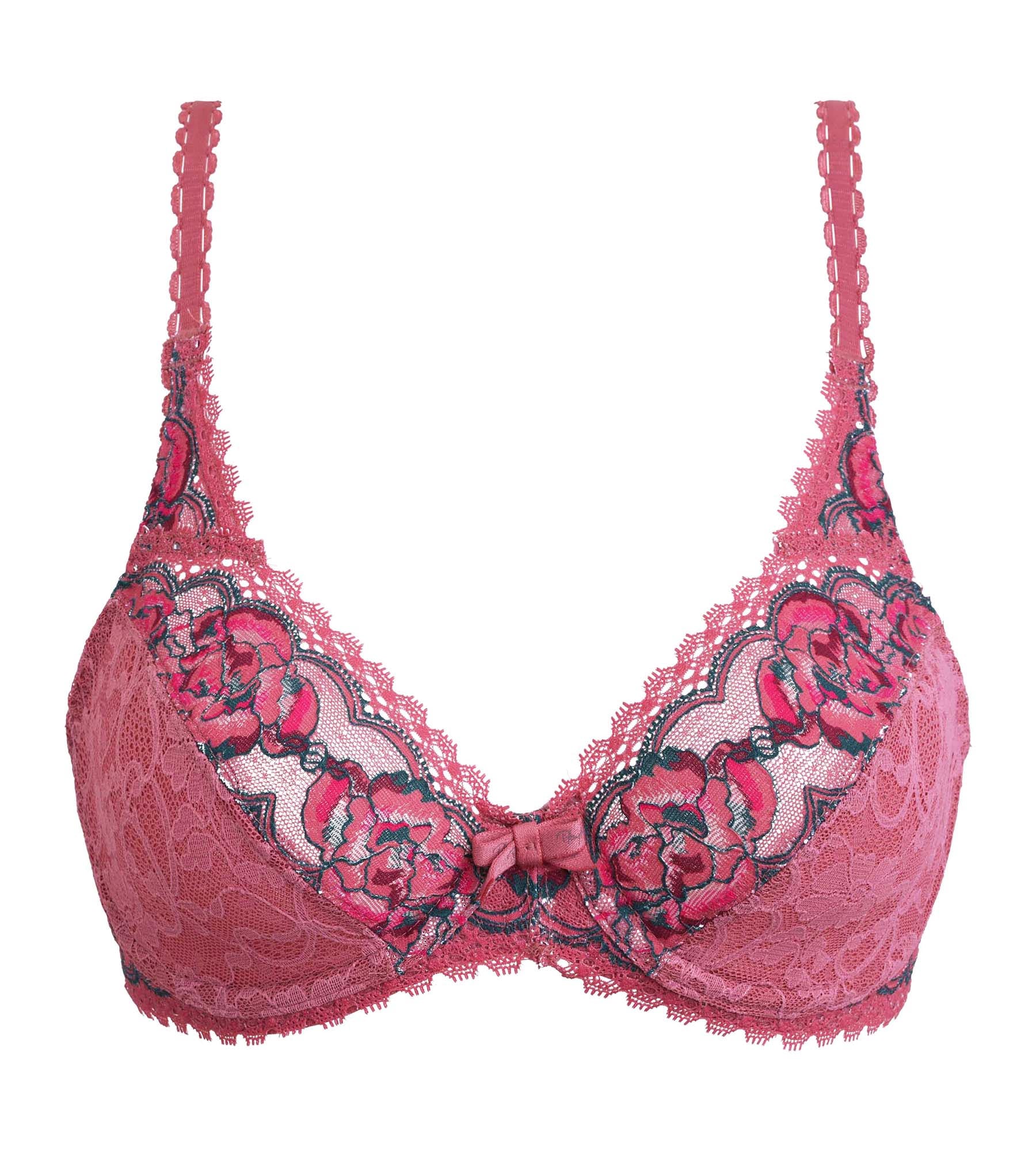 Reggiseno con ferretto rosa floreale Flowery Lace Riciclato - Image 3