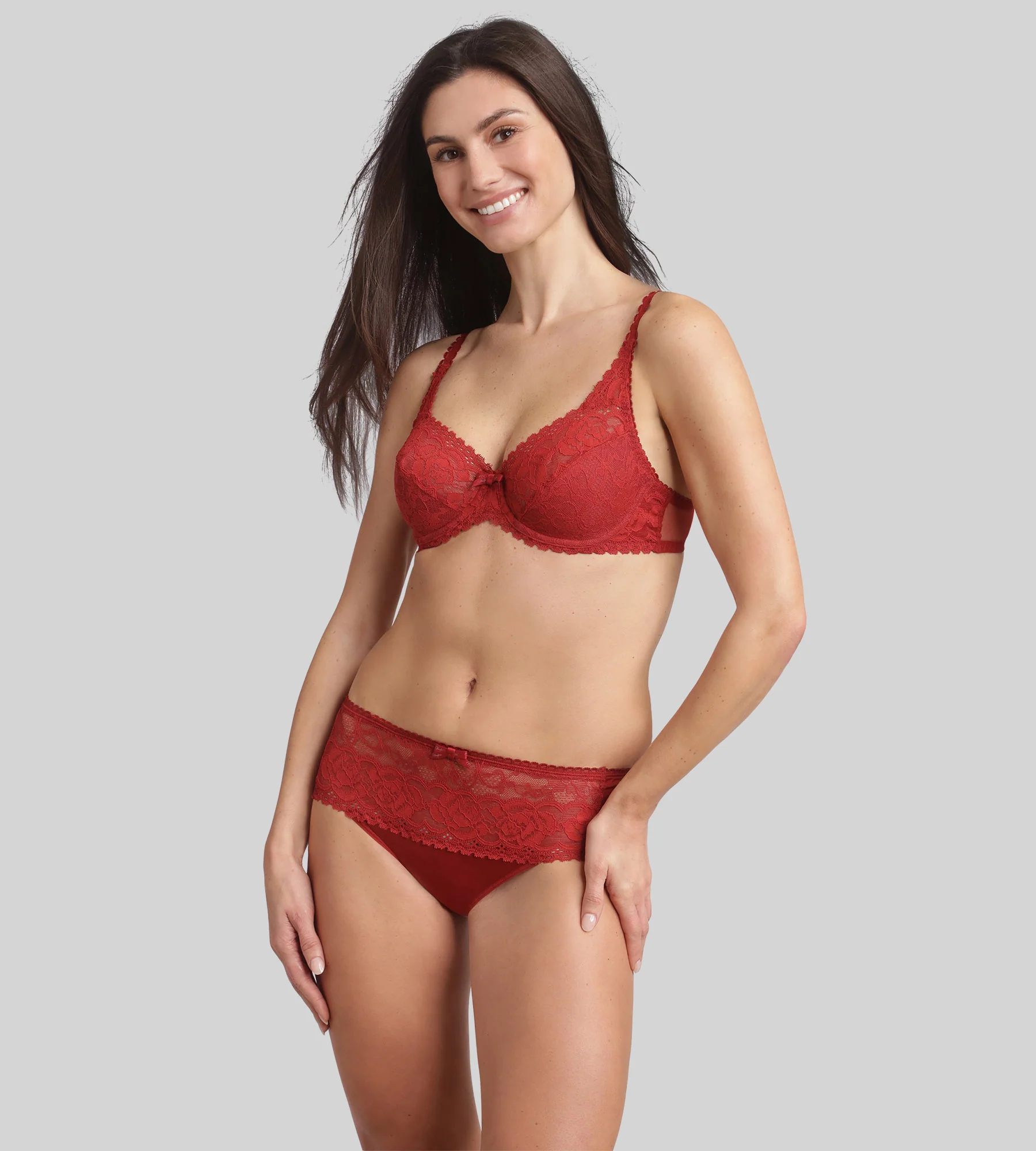 Reggiseno con ferretto rosso velluto Flowery Lace Riciclato - Image 3