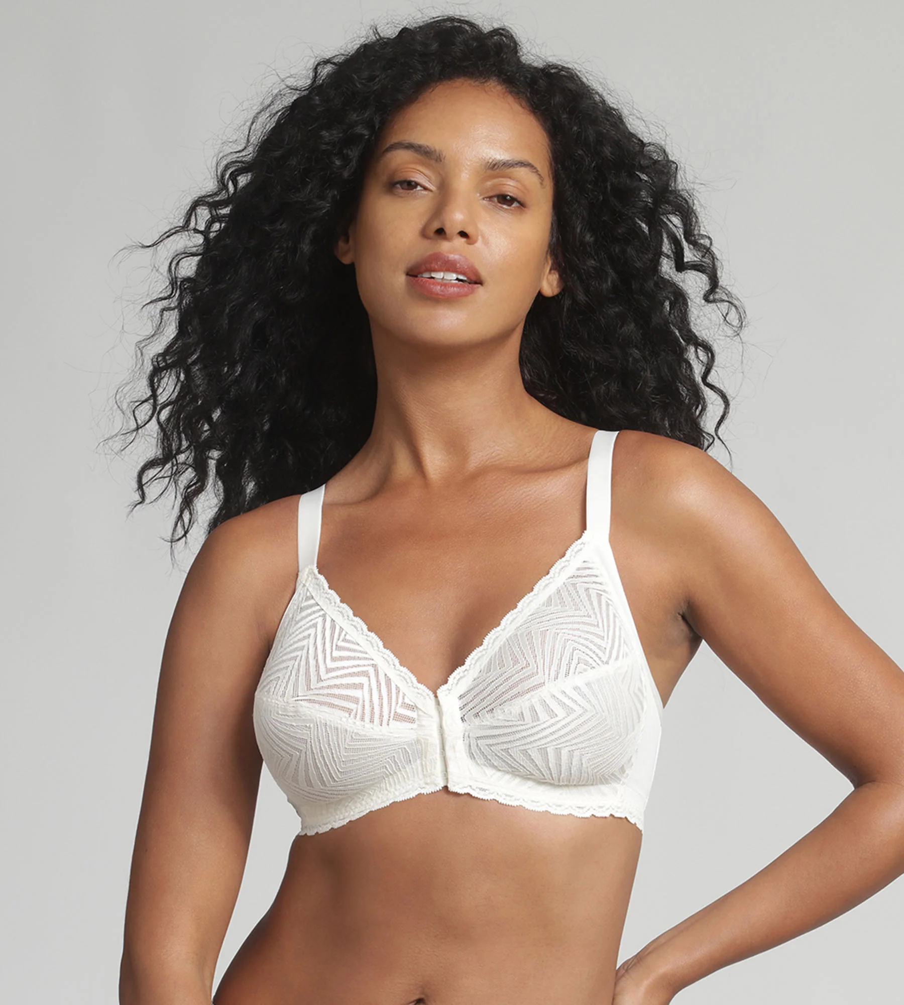 Reggiseno senza ferretto aperto davanti avorio Ideal Posture