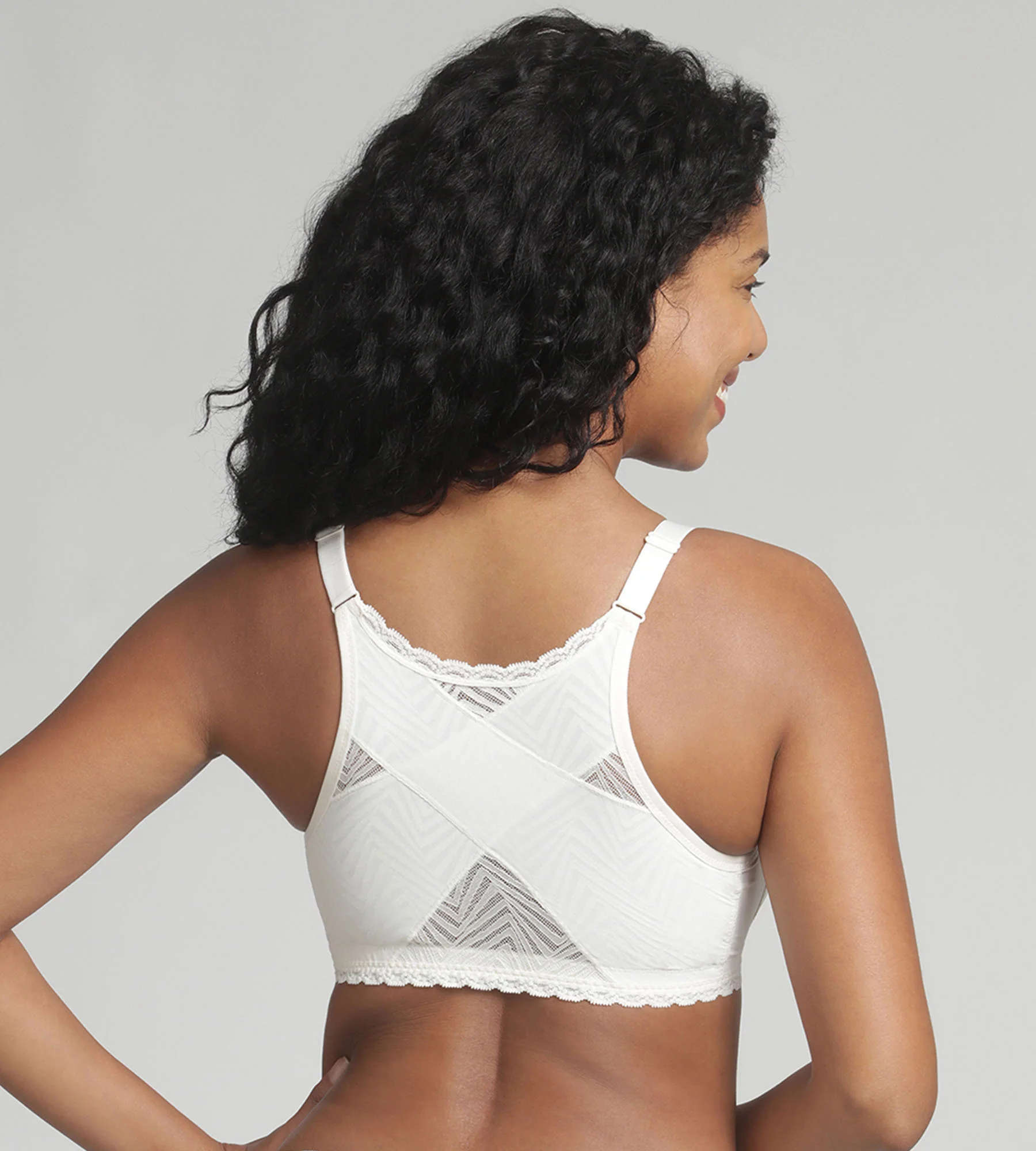 Reggiseno senza ferretto aperto davanti avorio Ideal Posture - Image 2