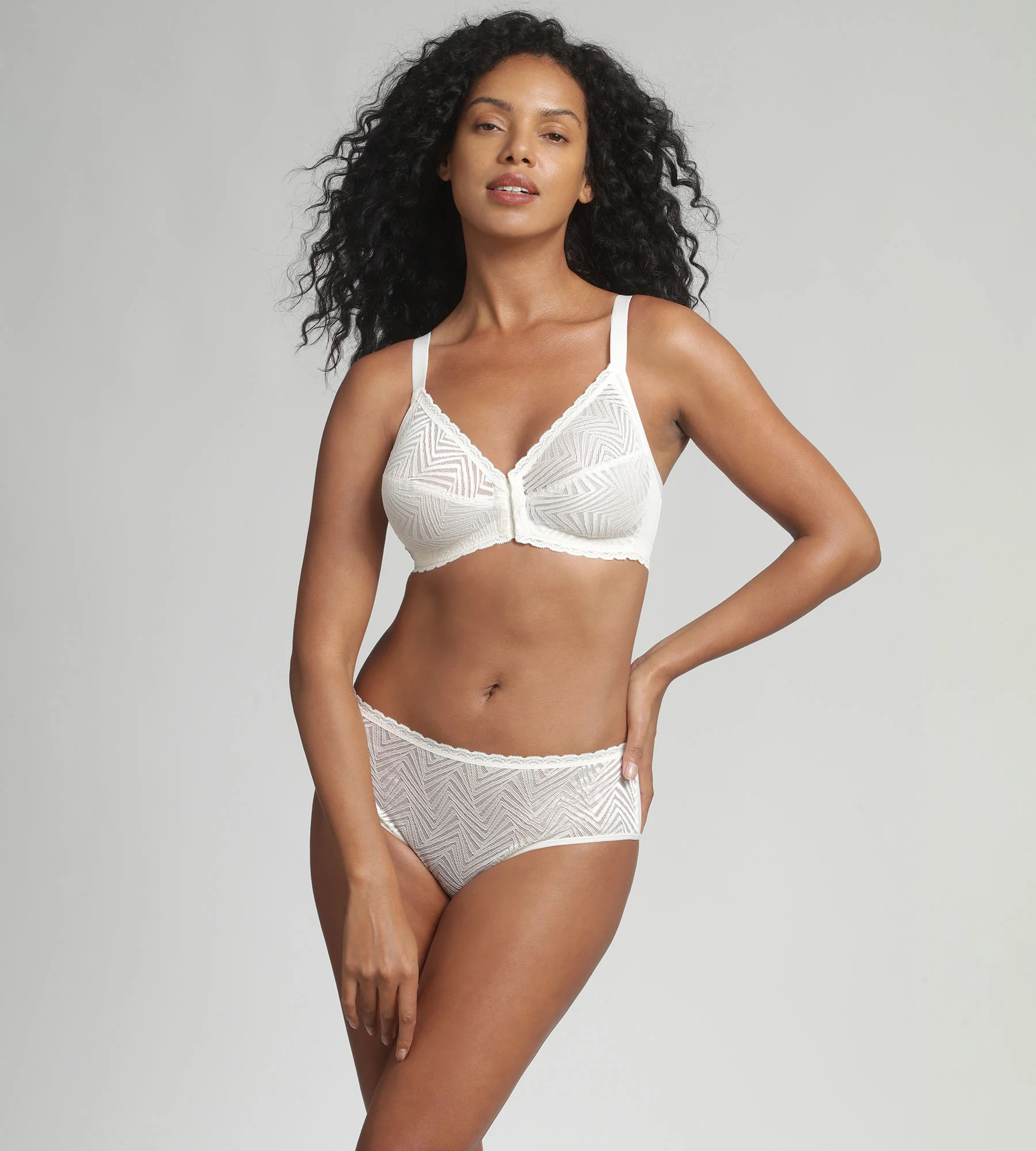 Reggiseno senza ferretto aperto davanti avorio Ideal Posture - Image 3
