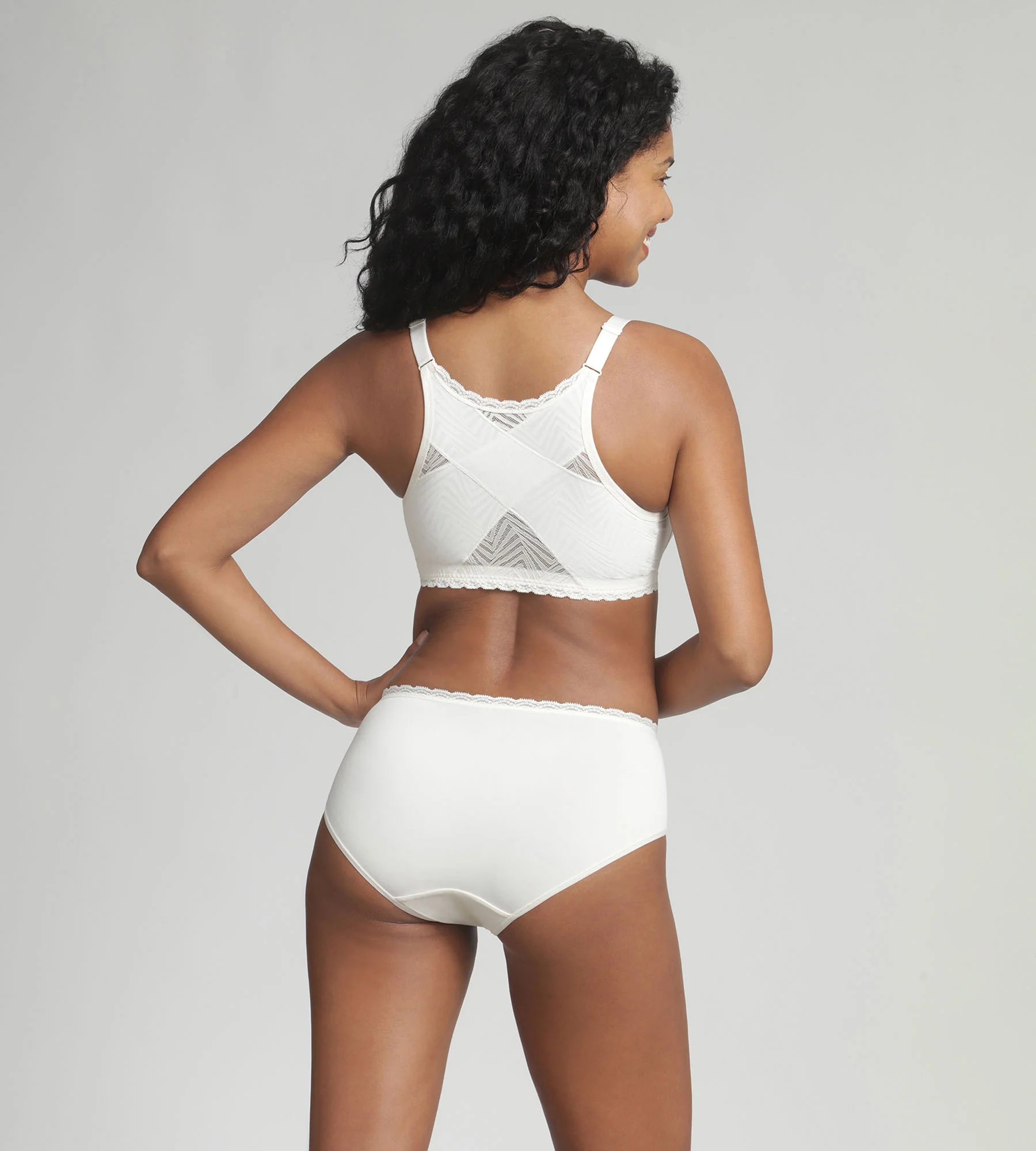 Reggiseno senza ferretto aperto davanti avorio Ideal Posture - Image 4