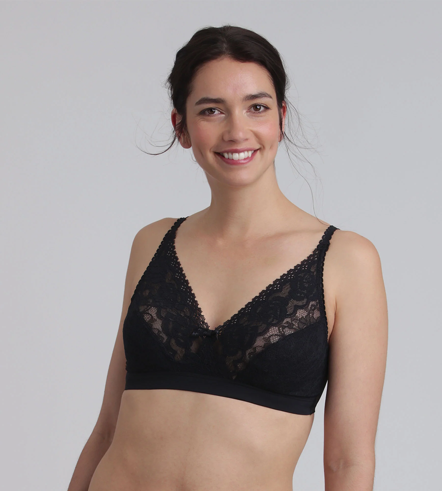 Reggiseno senza ferretto nero Flowery Lace Riciclato